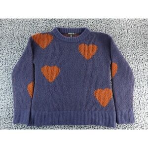 TOAD&CO Catati Dolman Purple Orange Heart Knit Sweater Long Sleeve Crewneck